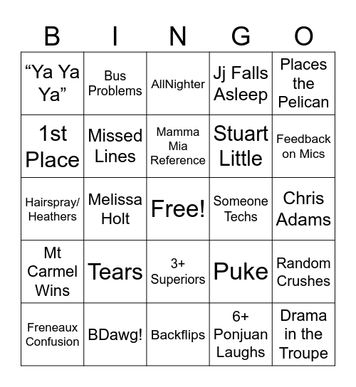ThesFest 25 Bingo Card