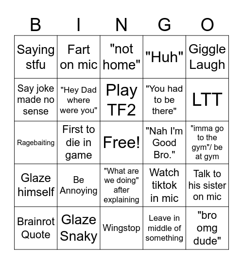 Panda Bingo Card
