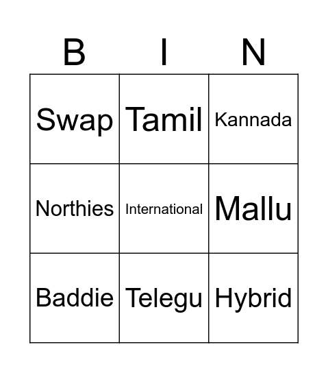 Baddie Bingo Card