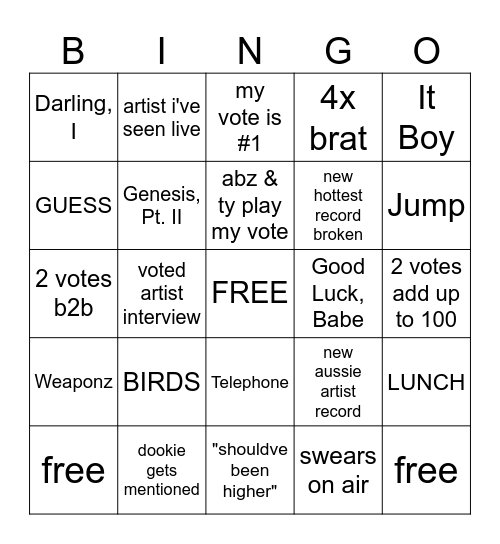 hottest bingo Card
