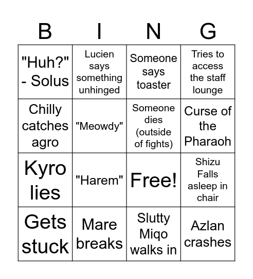 EoT Bingo Card