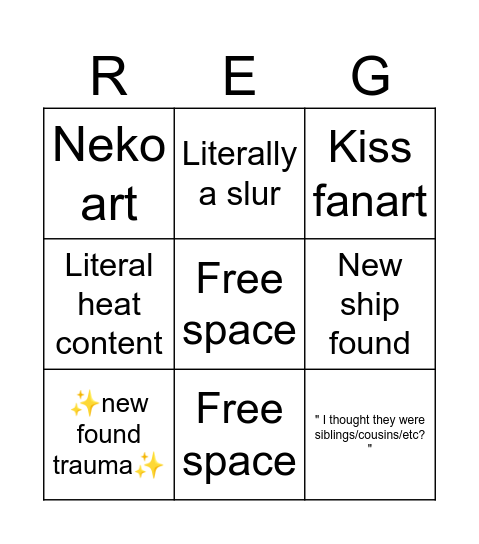 Regretevator Pinterest Bingo Card