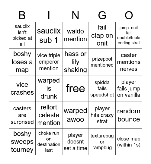 shanks tourney bingo Card