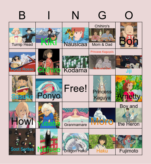 Ghibli Bingo Card