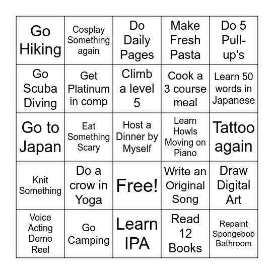 2025 Bingo Card