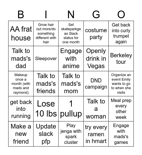 Nanowrimo's Bingo Card