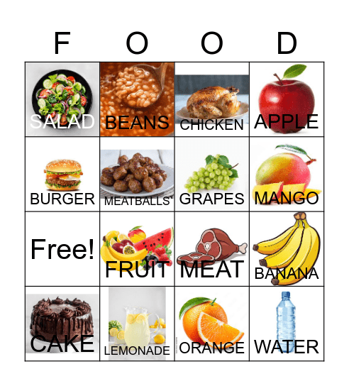 FOOD BINGO Card