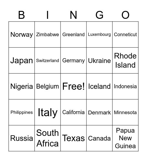 wonders of street view Bingo Card