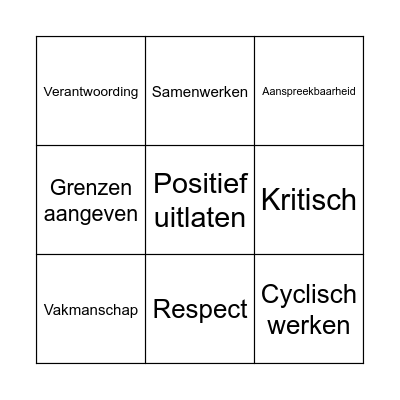 Professioneel handelen Bingo Card