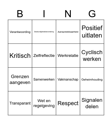 Professioneel Handelen Bingo Card