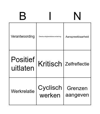 Professioneel Handelen Bingo Card