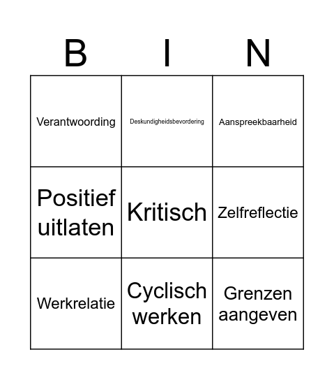 Professioneel Handelen Bingo Card