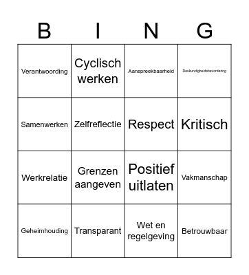 Professioneel Handelen Bingo Card
