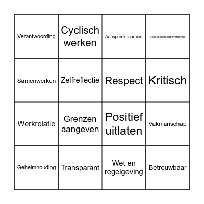 Professioneel Handelen Bingo Card
