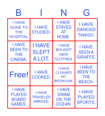 VACATION Bingo Card