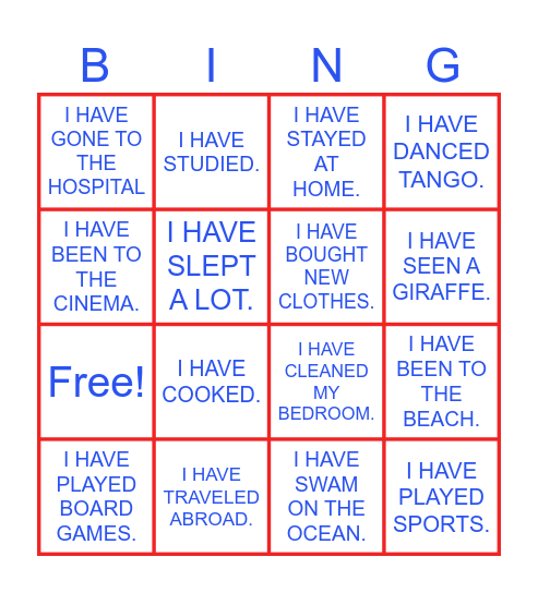 VACATION Bingo Card
