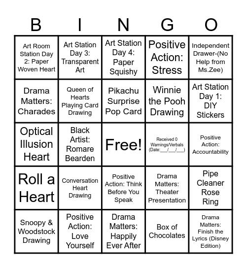 February Bingo 2025 Bingo Card