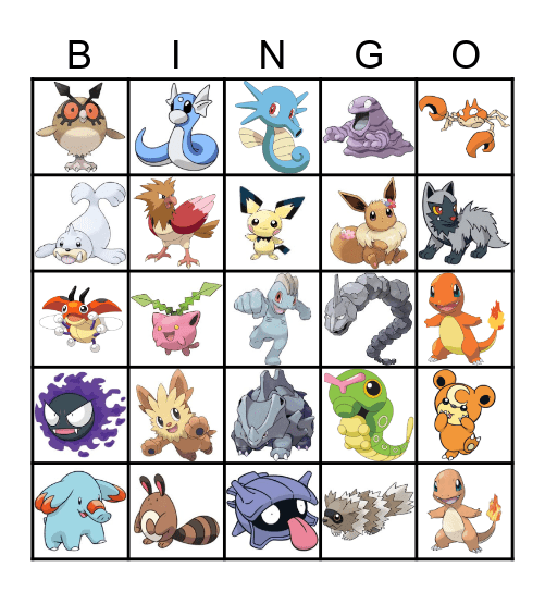 Pokemon Bingo Card