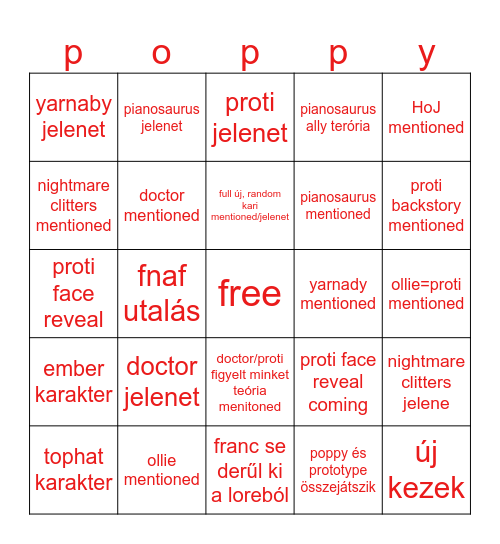 poppy trailer bingo Card