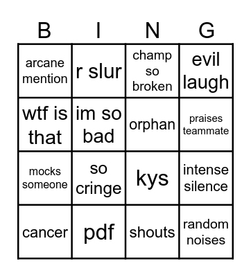 theo playing league Bingo Card