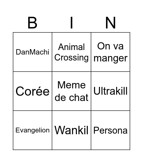 Lauric Bingo Card