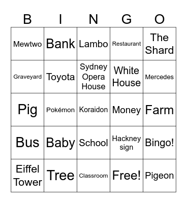 S:S’s Google Earth Bingo Card