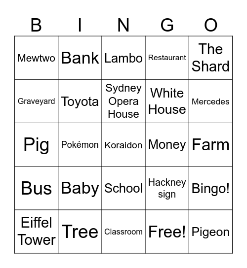 S:S’s Google Earth Bingo Card