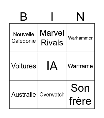 Noé Bingo Card