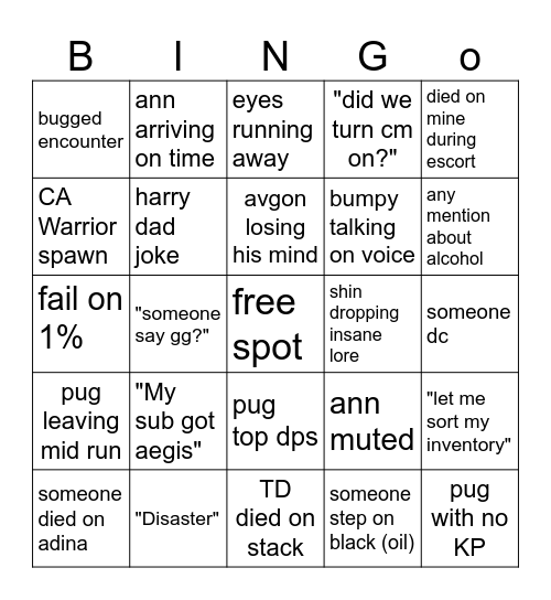 PoF FC Bingo Card