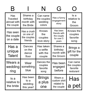 Engagement Bingo, Love in Every Square Bingo Card