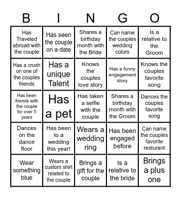 Engagement Bingo, Love in Every Square Bingo Card