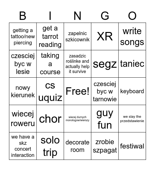rox 2025 Bingo Card
