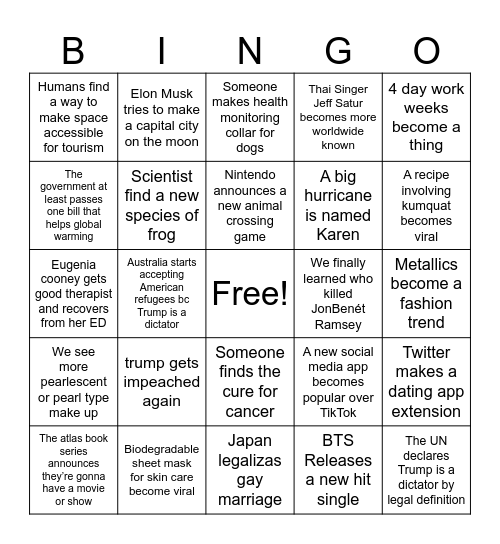 2025 Bingo Card