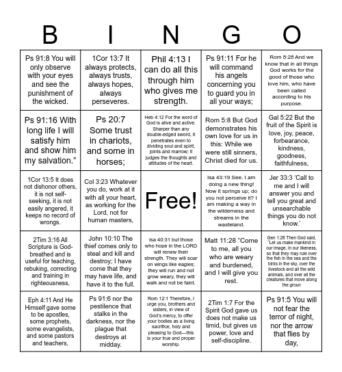 Bible Bingo Card