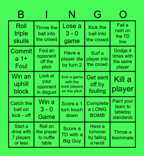 Bloodiest Of Bowls Part ll BINGO Card