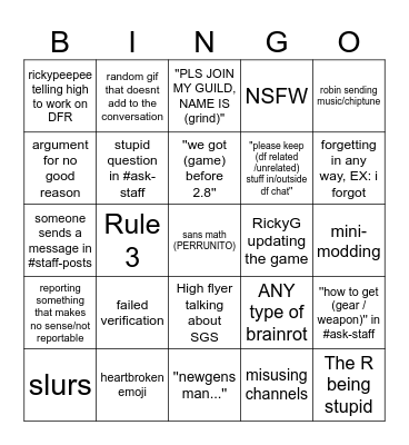 DFCORD/DFC bingo Card