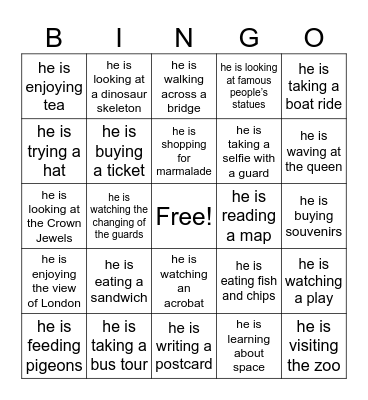 What is Paddington doing right now? Bingo Card