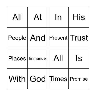 God Is With Us Bingo Card