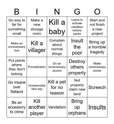 Bingo board of doom👹👹👹 Bingo Card