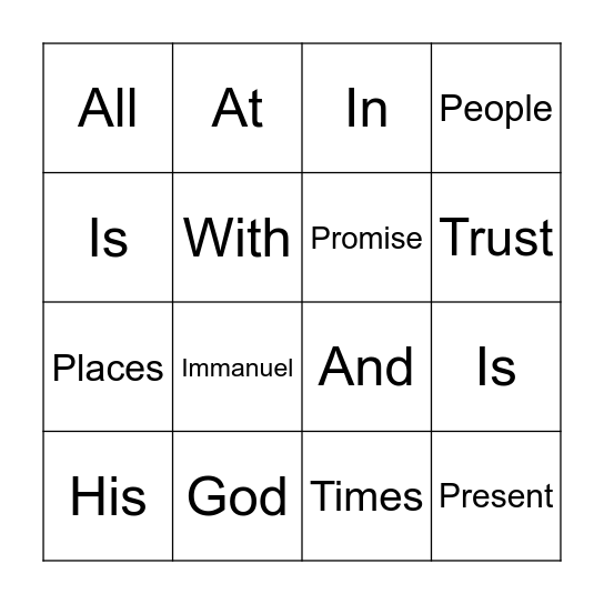 God Is With Us Bingo Card