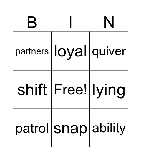 Lesson 14 Bingo Card