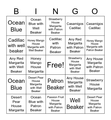 Margarita BINGO Card