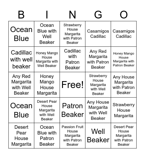 Margarita BINGO Card