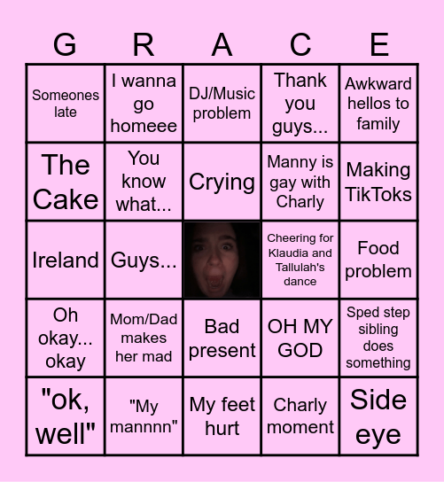 Ella's Sweet 16 Bingo Card