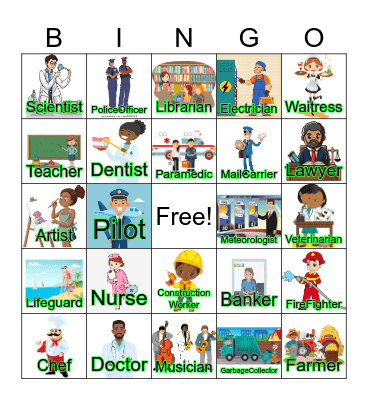 Community Helpers Bingo Card