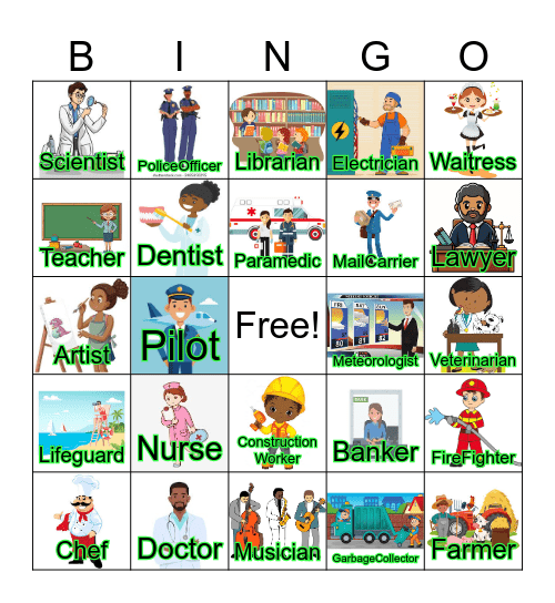 Community Helpers Bingo Card