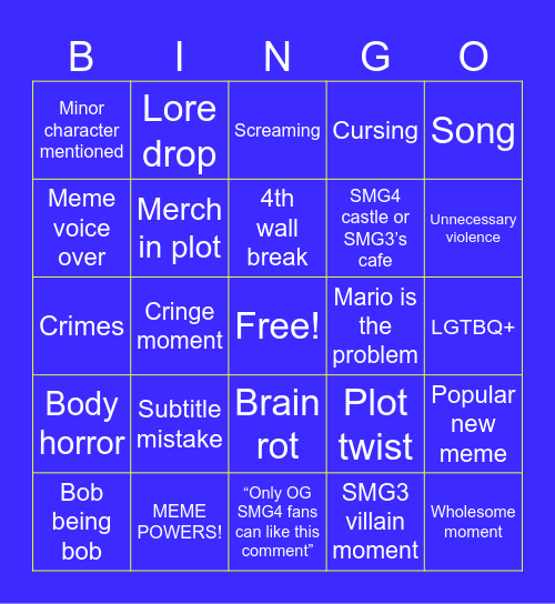 SMG4 Bingo Card