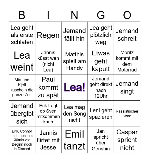 Geburtstags Bingo Card