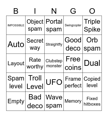 GD RECENT TAB!! Bingo Card
