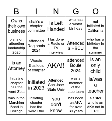 Find a Soror who Bingo Card